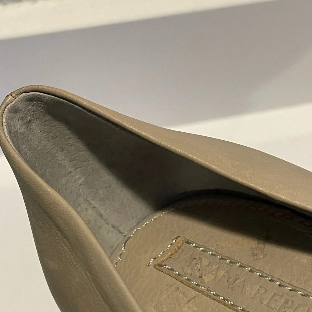 Banana Republic Taupe Leather Peep-Toe Wedges